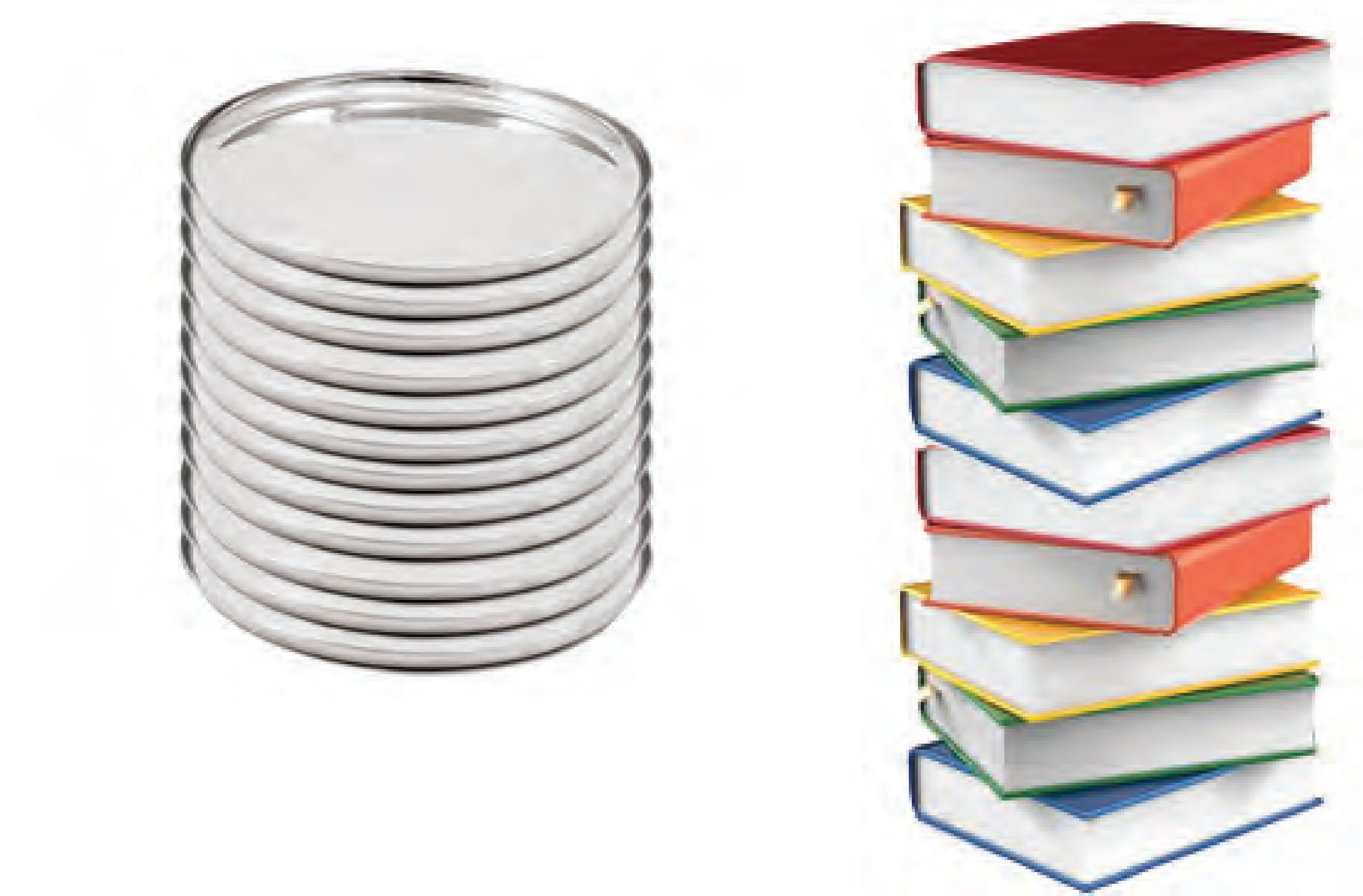 Stack of plates and books