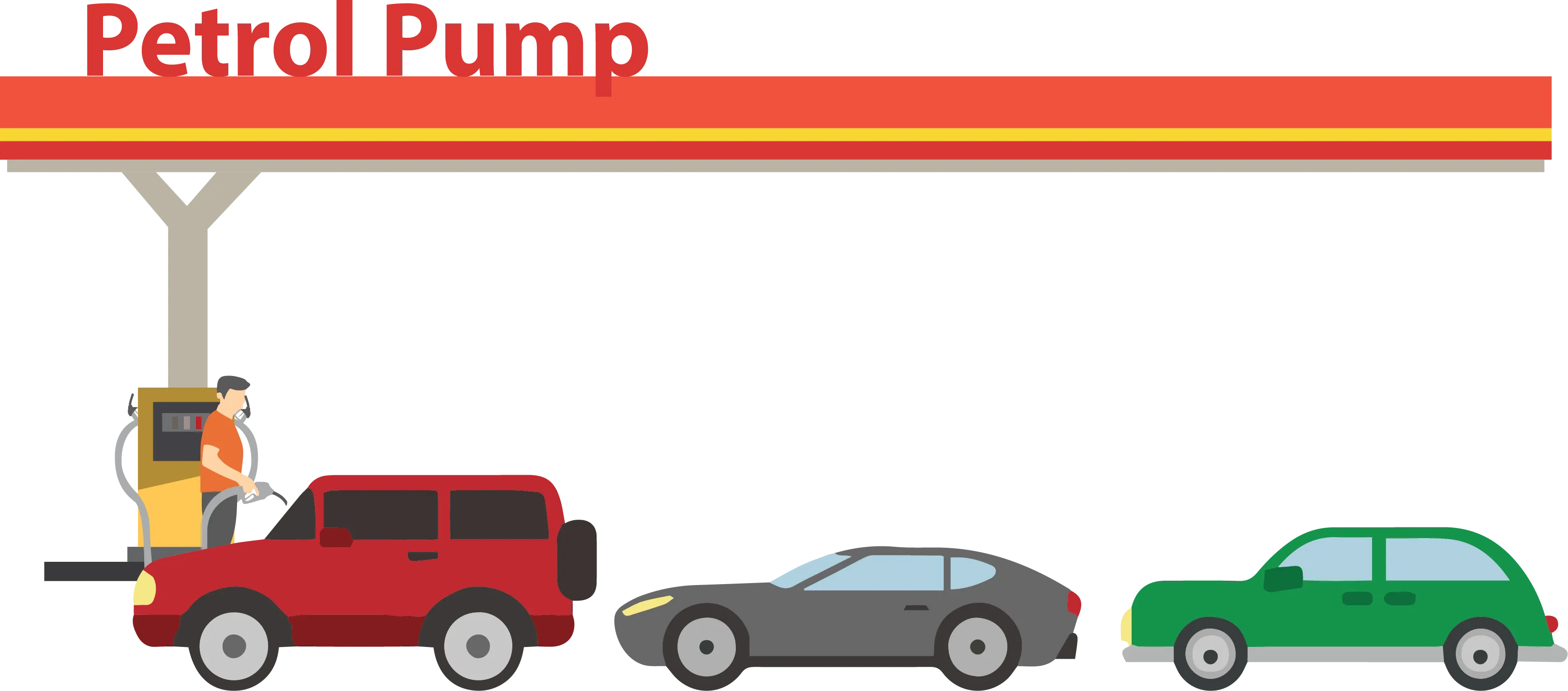 Queue of cars in a petrol pump