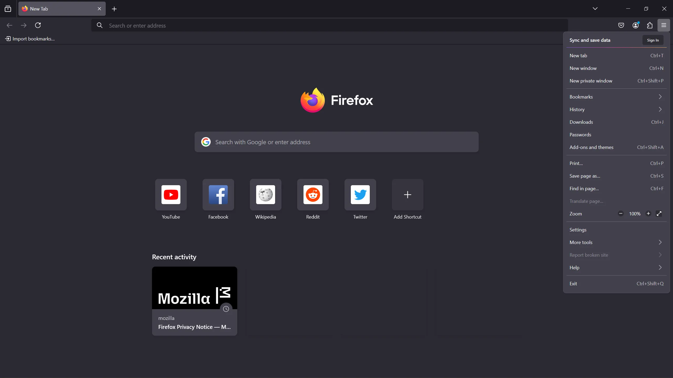 Mozilla Firefox Menu button